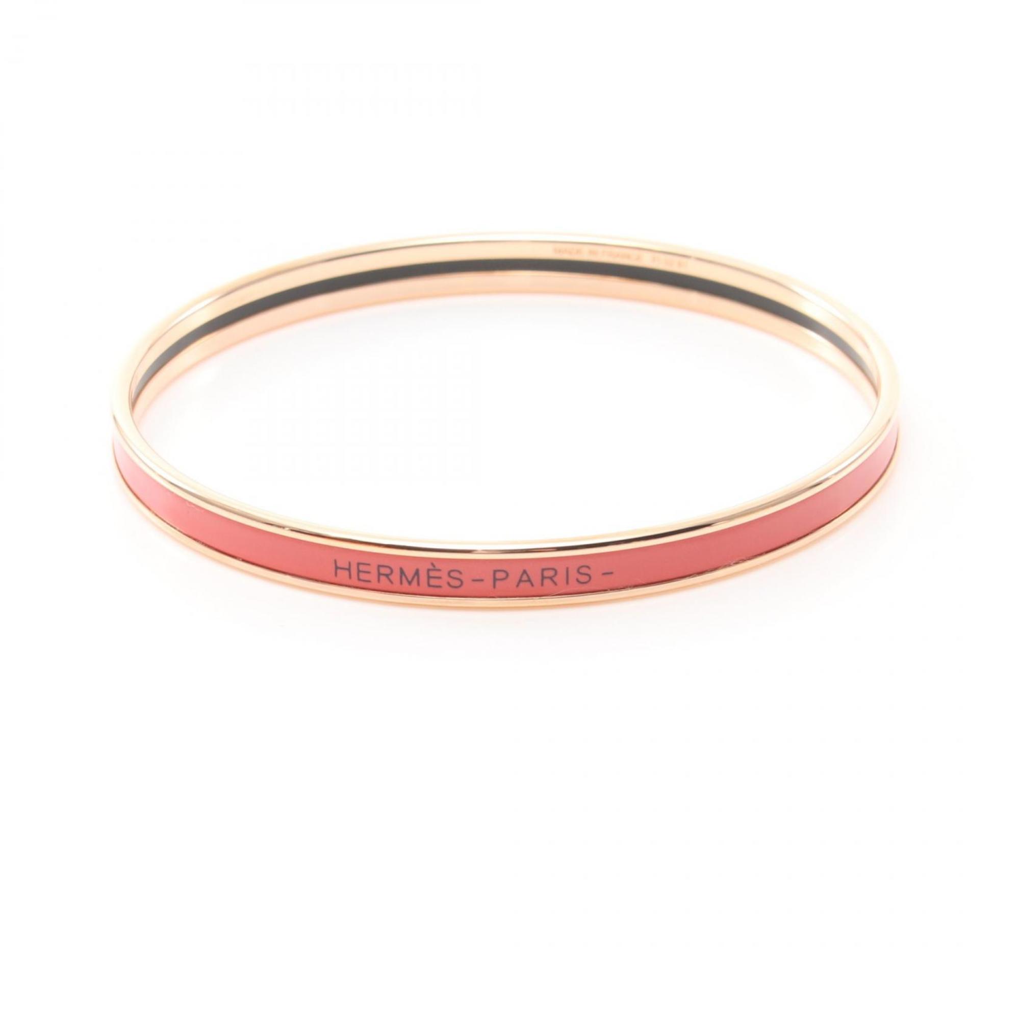 Hermes HERMES Uni Bangle GP (Gold Plated) Enamel Women's Gold Pink