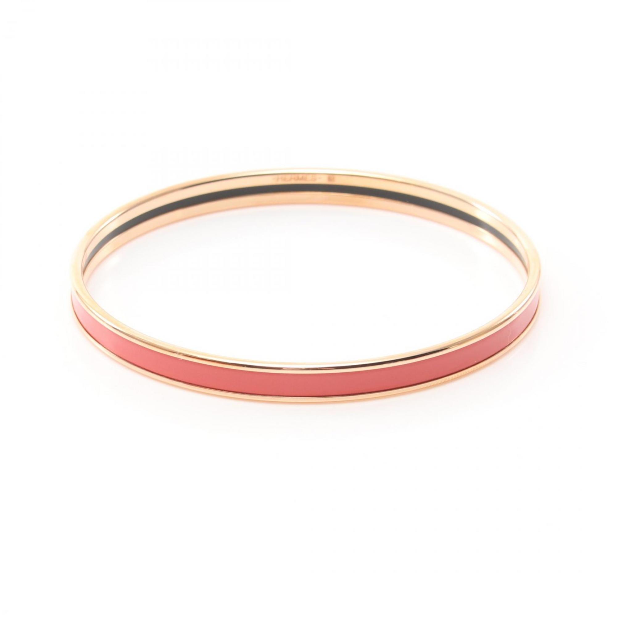 Hermes HERMES Uni Bangle GP (Gold Plated) Enamel Women's Gold Pink