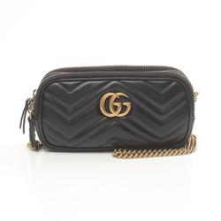 GUCCI GG Marmont Shoulder Bag Leather Women's Black 546581