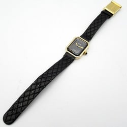 CHANEL Premiere Watch, K18 (yellow gold), leather strap, women's, black, H0090