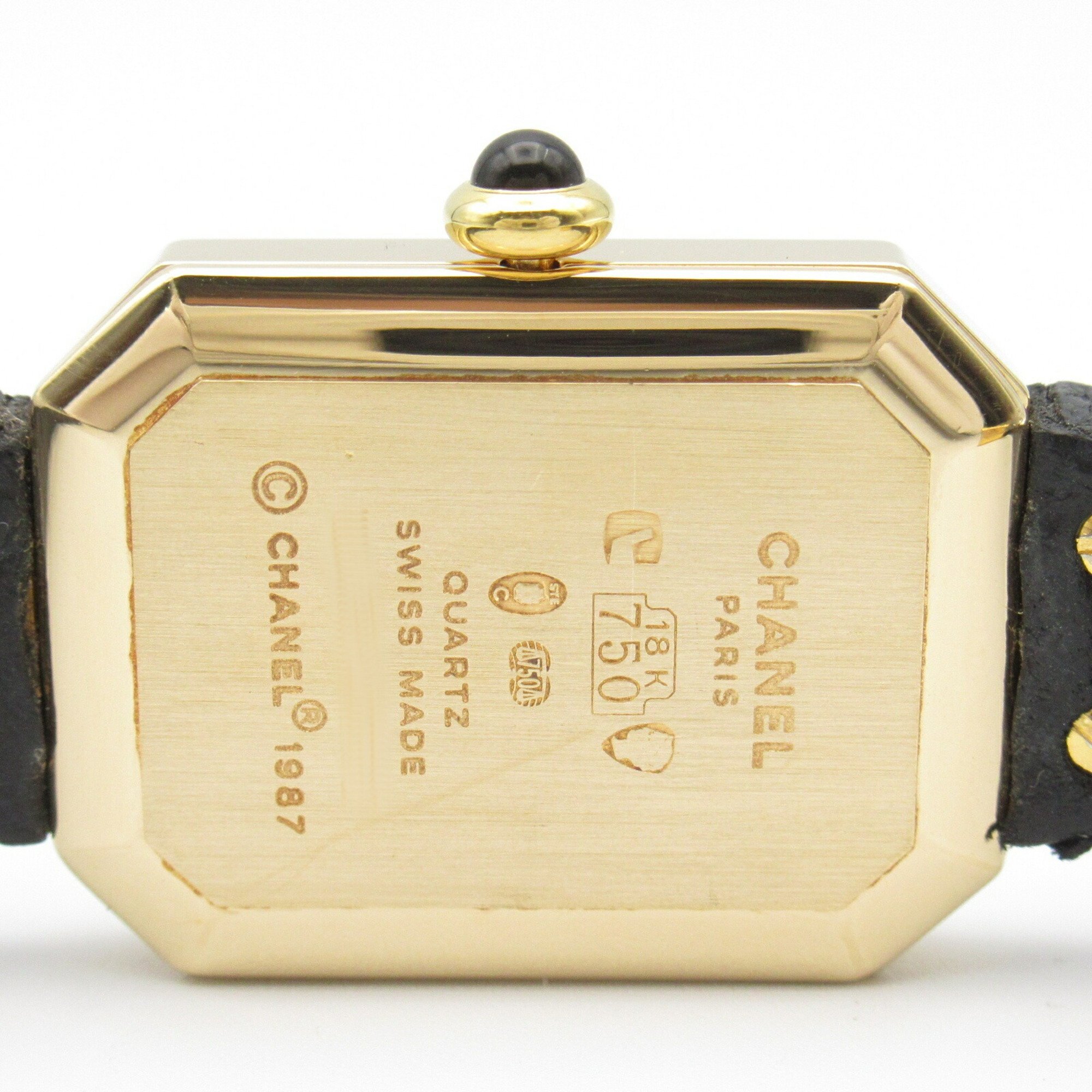 CHANEL Premiere Watch, K18 (yellow gold), leather strap, women's, black, H0090