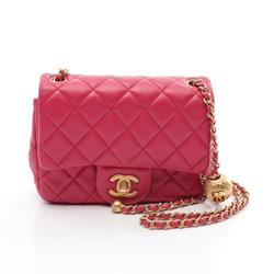 CHANEL Matelasse Shoulder Bag, Lambskin, Women's, Pink, AS1786