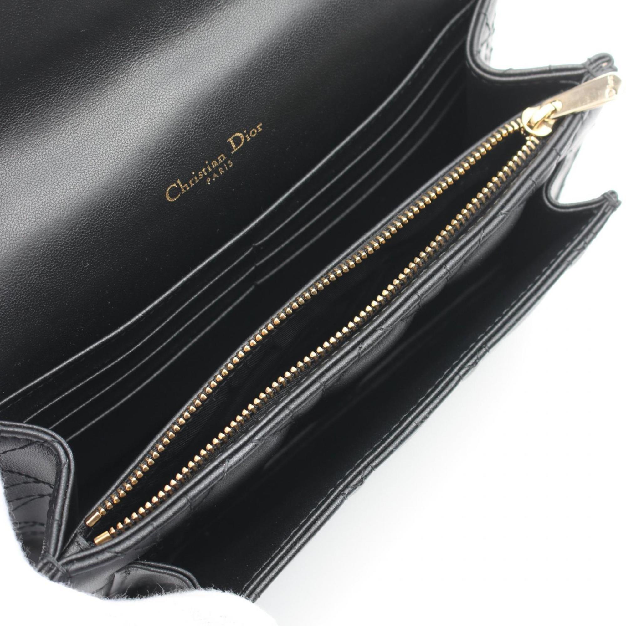 Christian Dior Cannage Shoulder Bag Leather Women's Black 509370NINJ