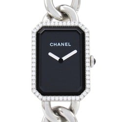 CHANEL Premier Diamond Bezel Watch Stainless Steel Ladies Black H3254