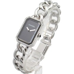 CHANEL Premier Diamond Bezel Watch Stainless Steel Ladies Black H3254