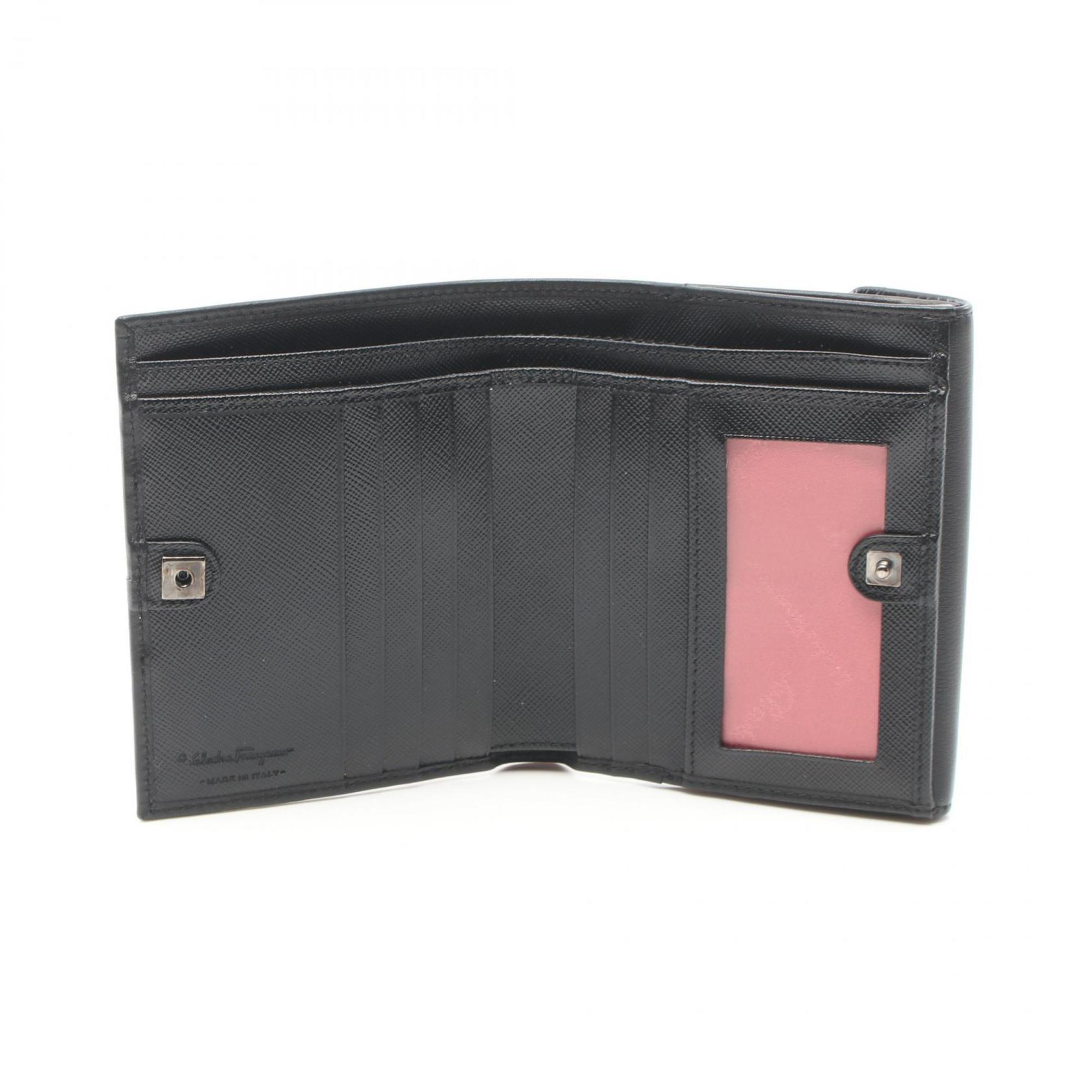 Salvatore Ferragamo Bi-fold Wallet Leather Women's Black