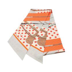 Hermes HERMES Maxi Twilly Clic Clac a Pois Scarf Silk Women's Grey Orange Multicolor