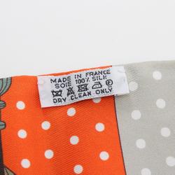 Hermes HERMES Maxi Twilly Clic Clac a Pois Scarf Silk Women's Grey Orange Multicolor