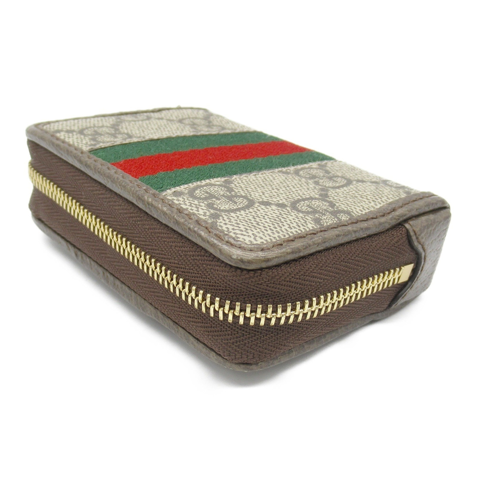 GUCCI Double G Playing Card Set Wallet/Coin Case Wallet Coated Canvas Leather Men's Women's Brown Beige 662294