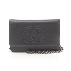 CHANEL Coco Mark Shoulder Bag Caviar Skin (Grained Calf) Women's Black 8654