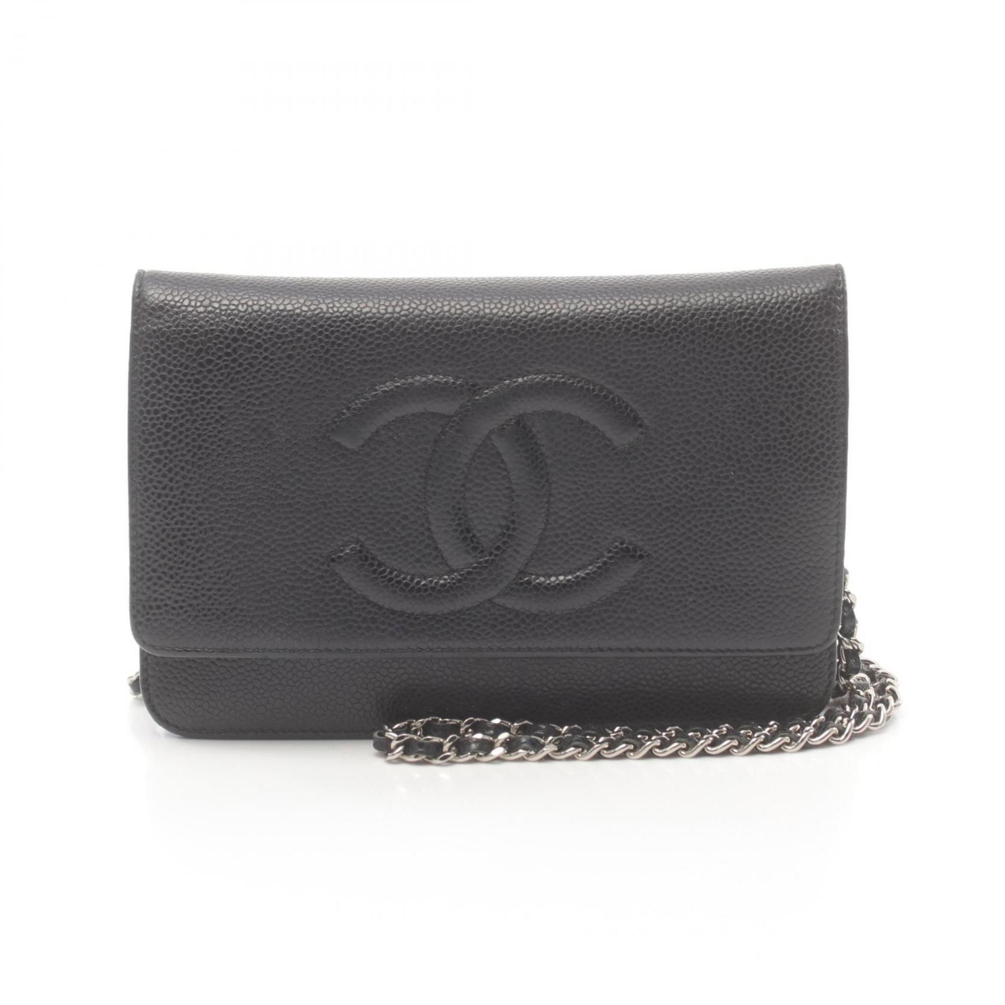 CHANEL Coco Mark Shoulder Bag Caviar Skin (Grained Calf) Women's Black 8654