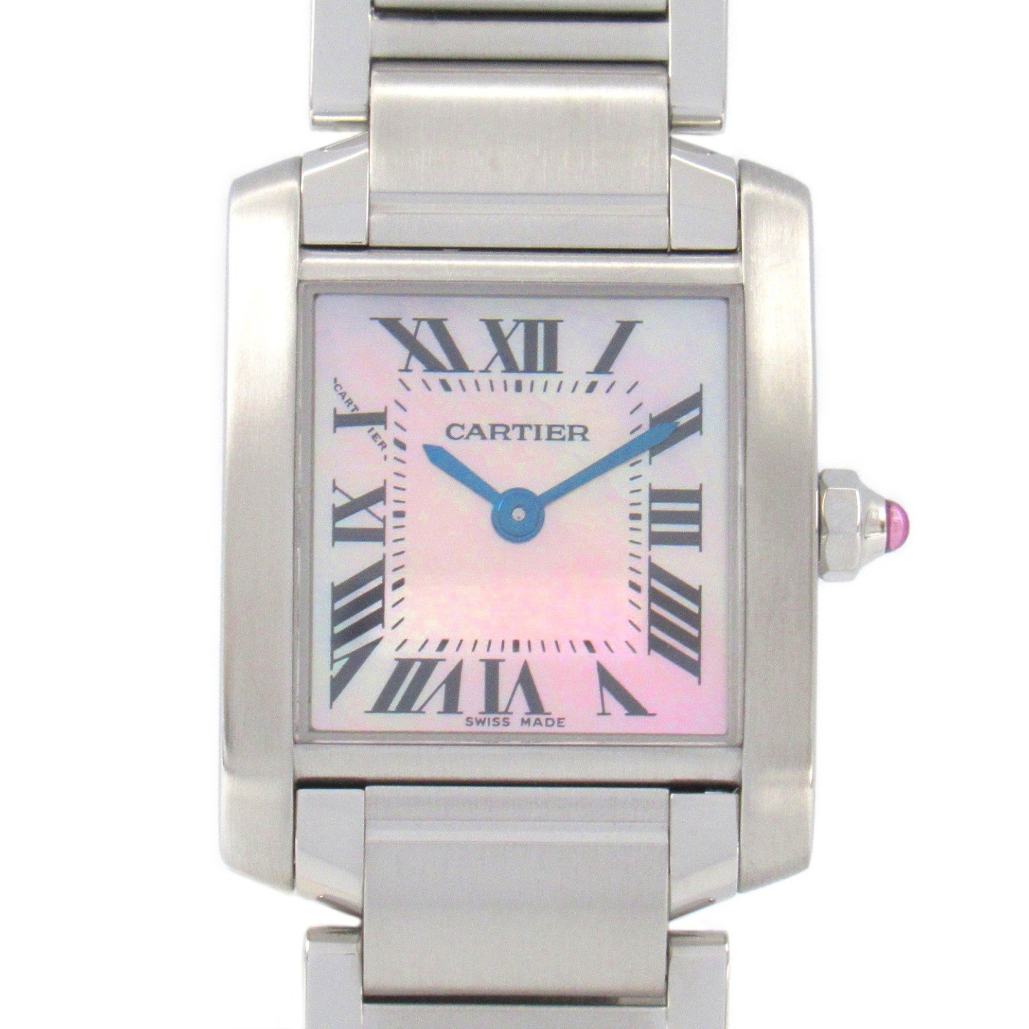 CARTIER Tank Francaise SM Watch Stainless Steel Ladies Pink Shell W51028Q3