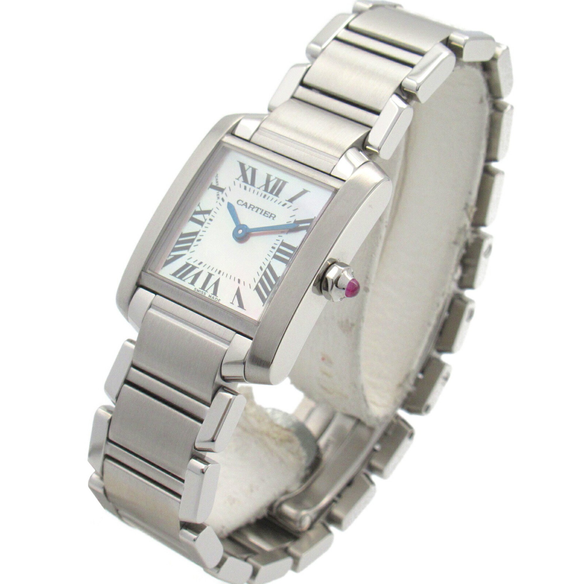 CARTIER Tank Francaise SM Watch Stainless Steel Ladies Pink Shell W51028Q3