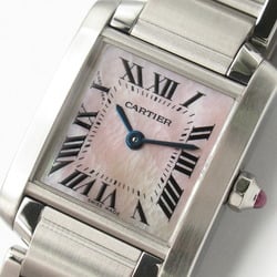 CARTIER Tank Francaise SM Watch Stainless Steel Ladies Pink Shell W51028Q3