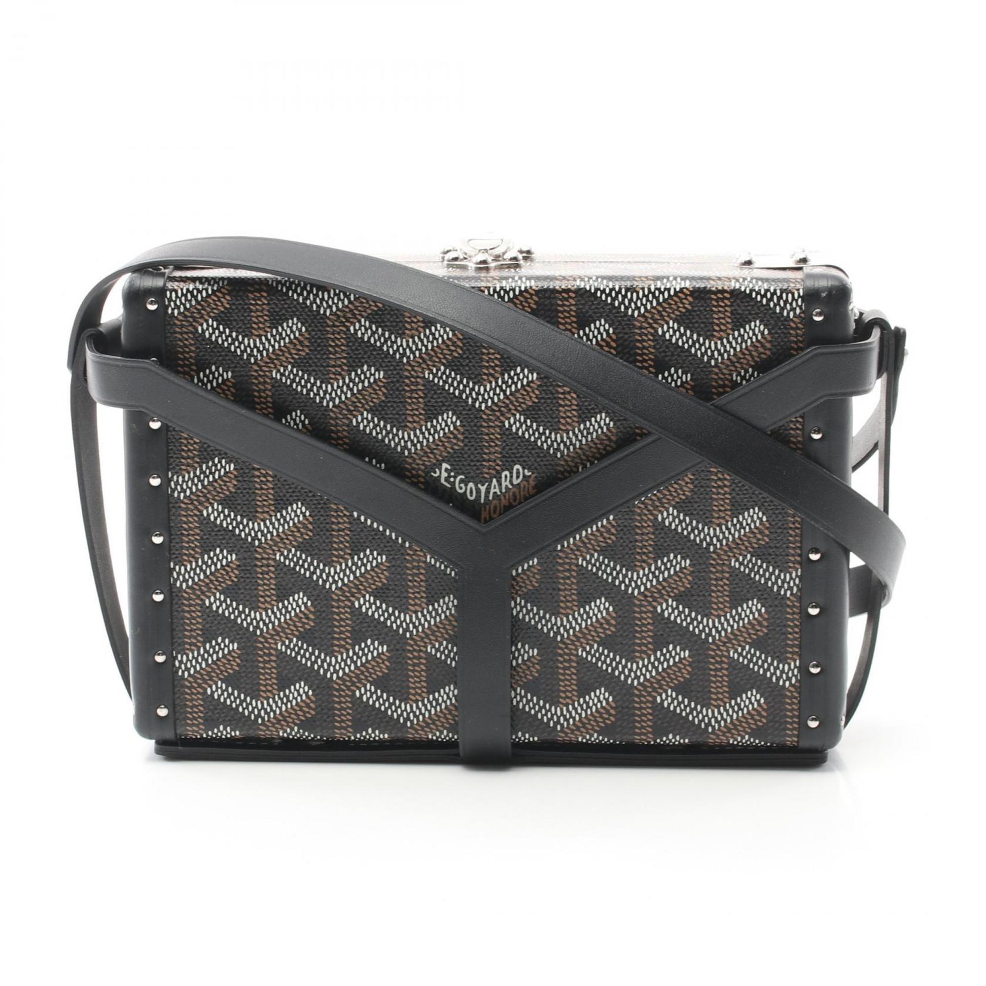 GOYARD Menodiaire Trunk Shoulder Bag Coated Canvas Leather Women's Black Brown White