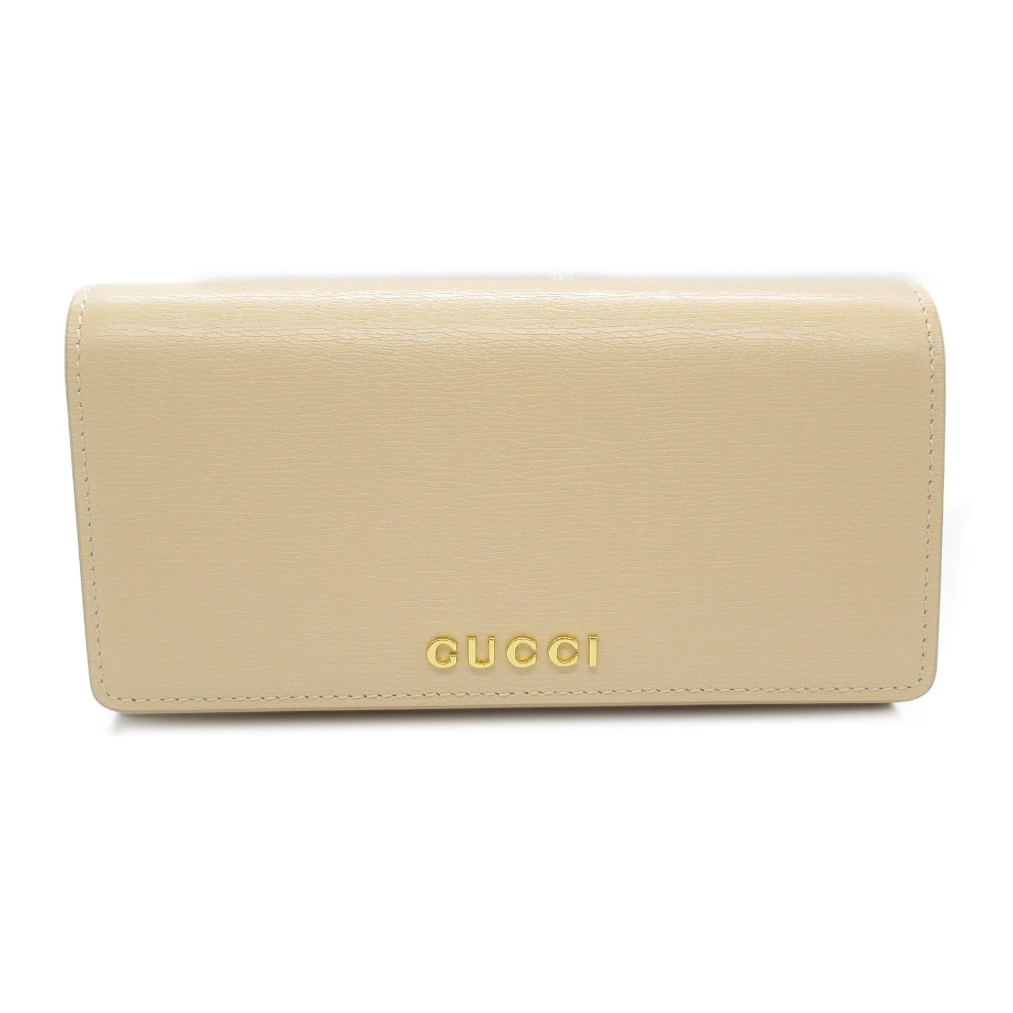 GUCCI ZIP Long Wallet Bi-fold Calfskin (Cowhide) Women's Beige Light 772638