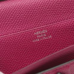 Hermes HERMES Bearn Soufflet Verso Bi-fold Long Wallet Epsom Leather Women's Navy Pink A