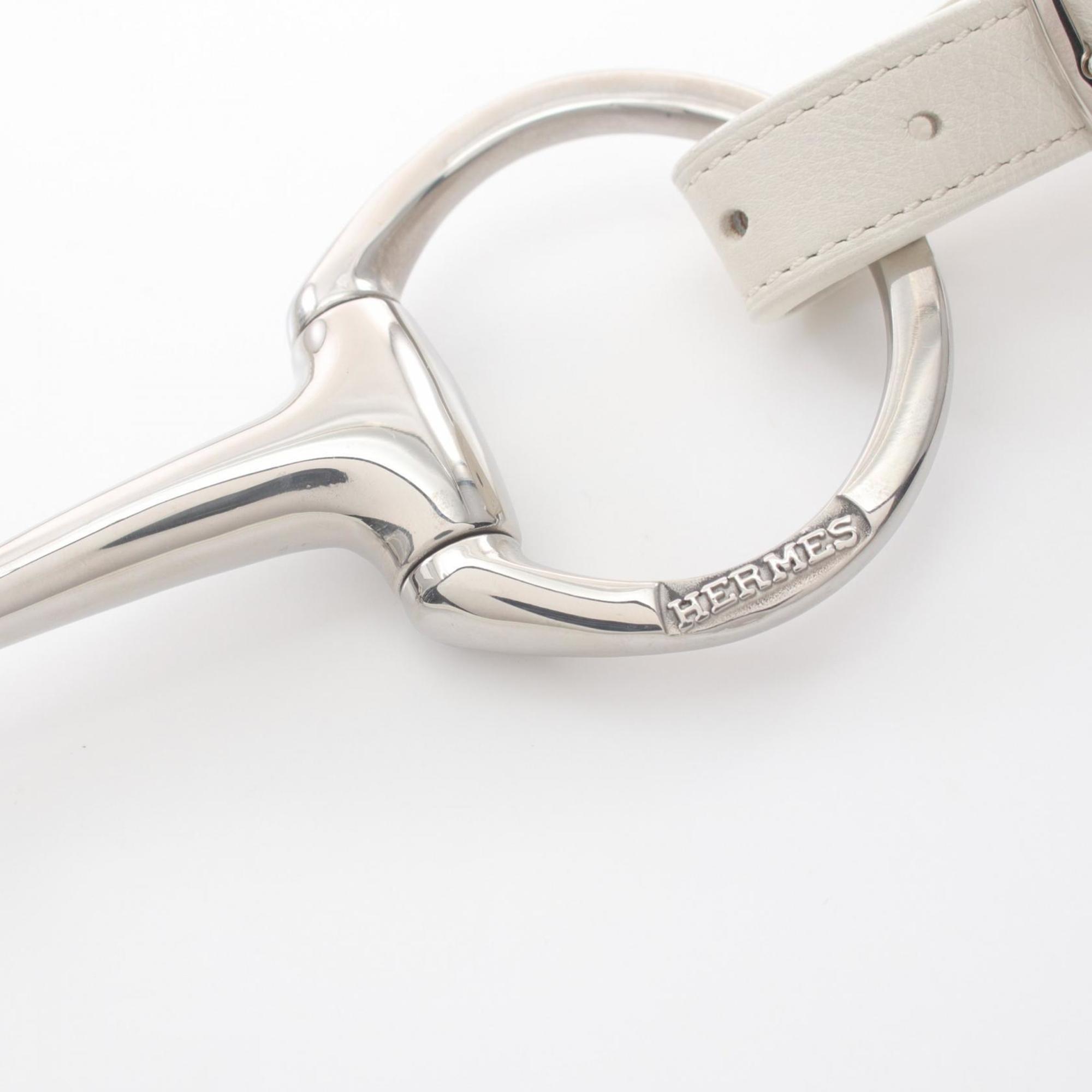 Hermes HERMES Horsebit Belt Clothing Swift Leather Women's White