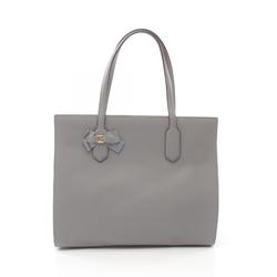 GUCCI GG Ribbon Tote Bag Leather Women's Grey 440055