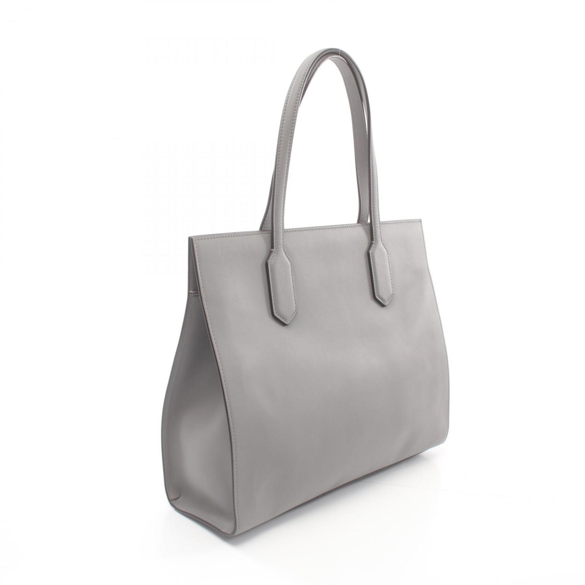 GUCCI GG Ribbon Tote Bag Leather Women's Grey 440055