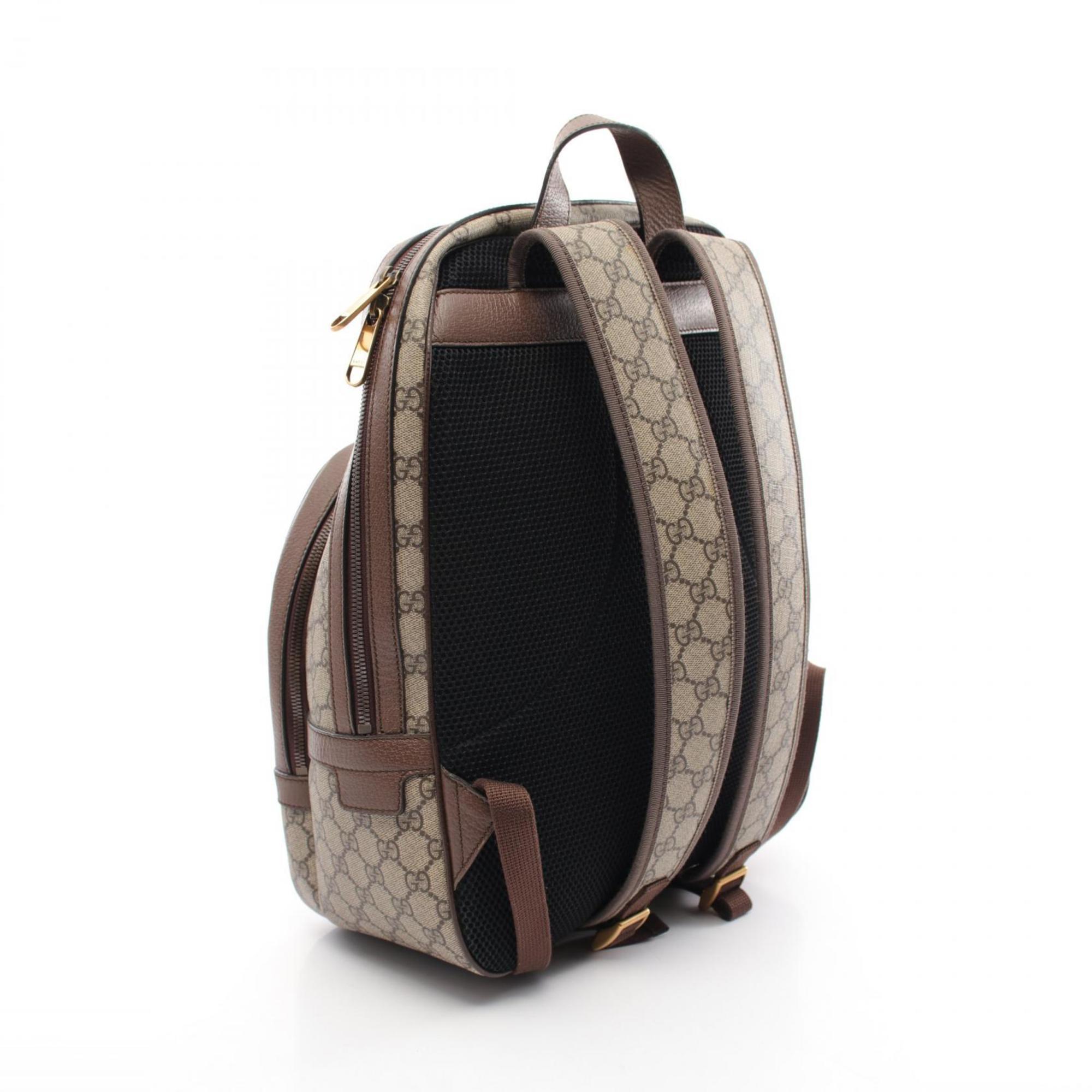 GUCCI Ophidia GG Medium Rucksack Backpack Bag Coated Canvas Leather Men's Women's Beige Brown 547967 9U8BT