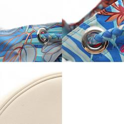 Hermes Soircool 22 Cre Shoulder Bag, Silk, Swift Leather, Women's, Blue, Multicolor