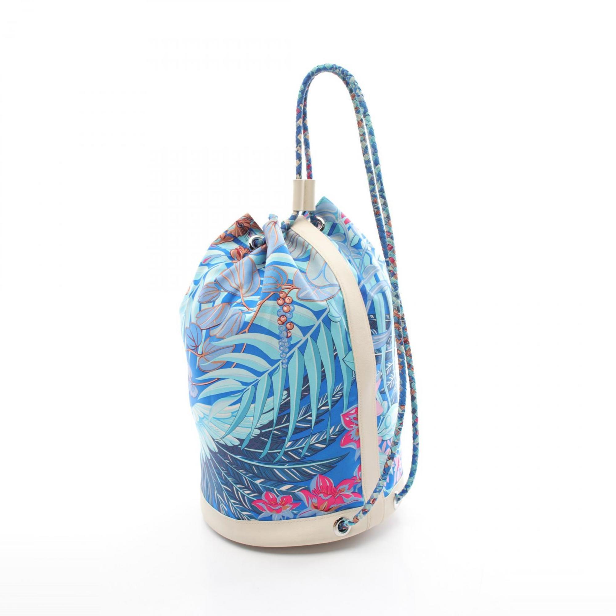 Hermes Soircool 22 Cre Shoulder Bag, Silk, Swift Leather, Women's, Blue, Multicolor