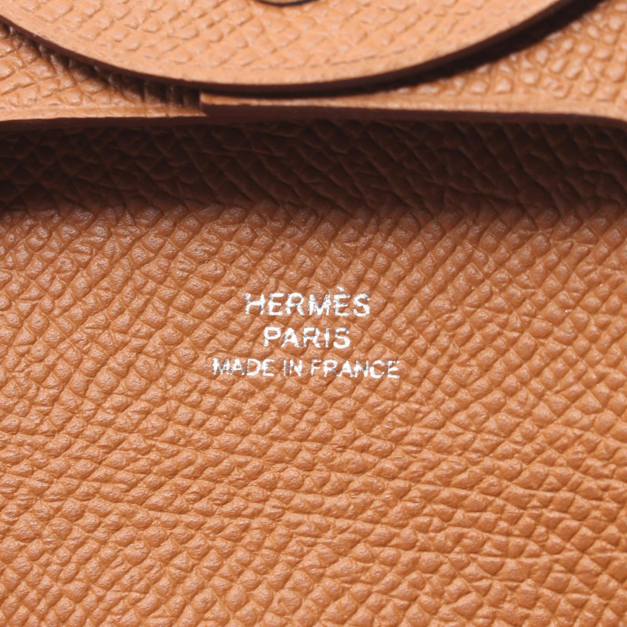 Hermes HERMES Bastia Gold Wallet/Coin Case Wallet Epsom Leather Women's Brown