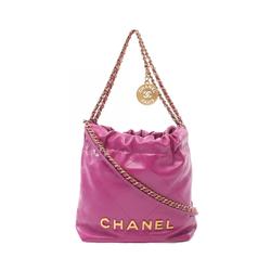 CHANEL 22 Shoulder Bag Leather Women's Pink AS3980