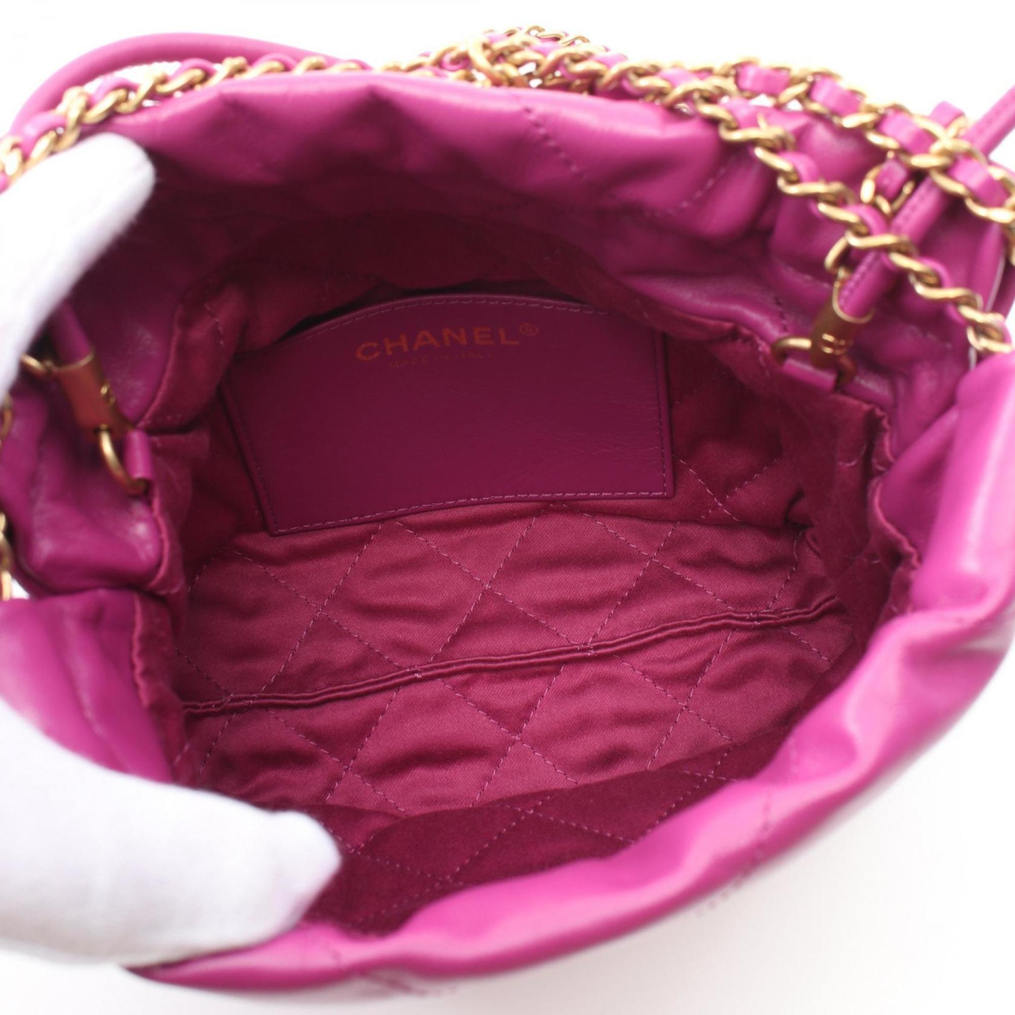 CHANEL 22 Shoulder Bag Leather Women's Pink AS3980