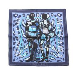 Hermes HERMES Petit Carre 45 MONSIEUR ET MADAME Scarf Silk Women's Navy Multicolor