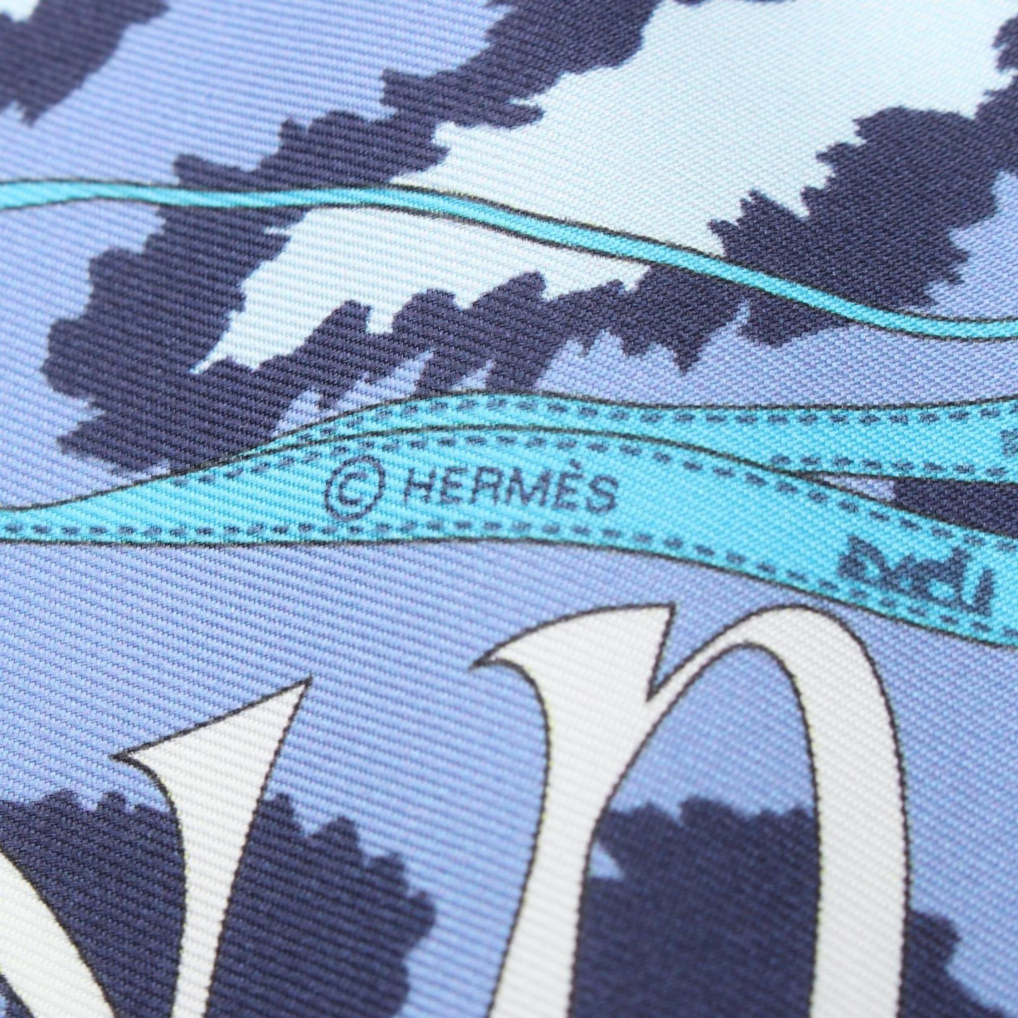 Hermes HERMES Petit Carre 45 MONSIEUR ET MADAME Scarf Silk Women's Navy Multicolor