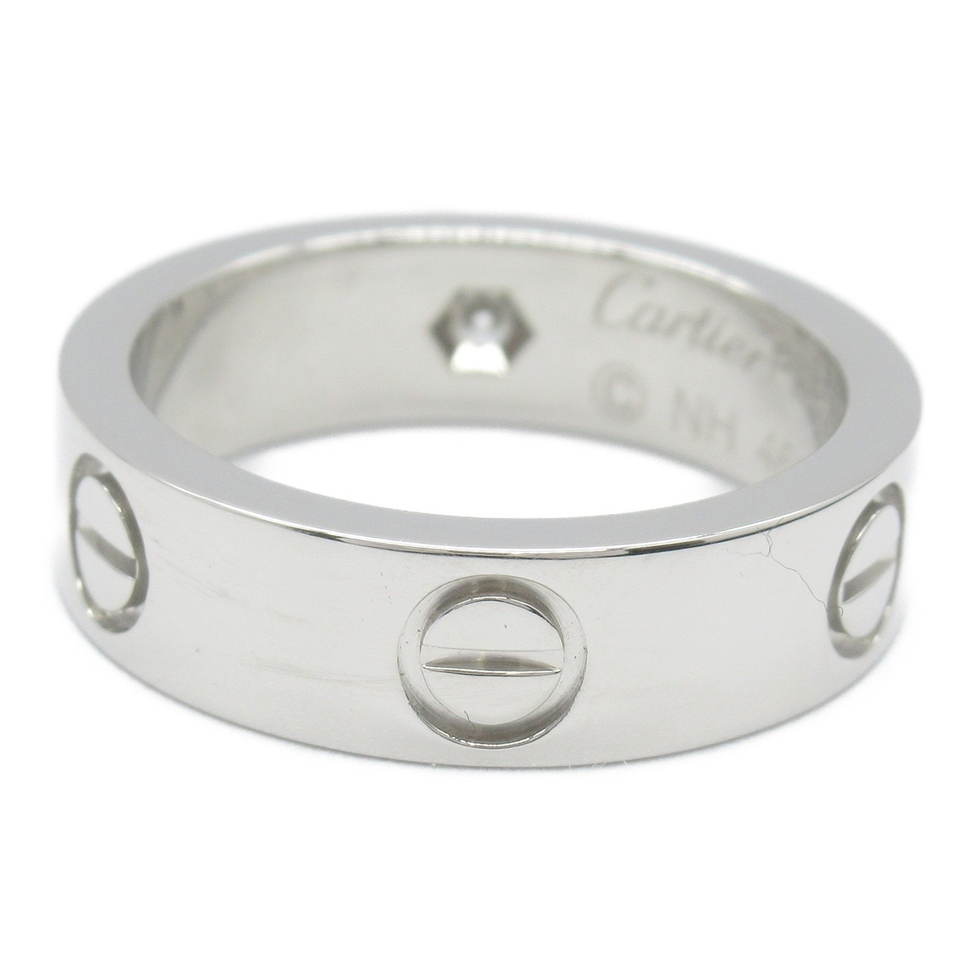 Cartier Love Ring 1PD Pt950 Platinum Diamond Ladies Clear