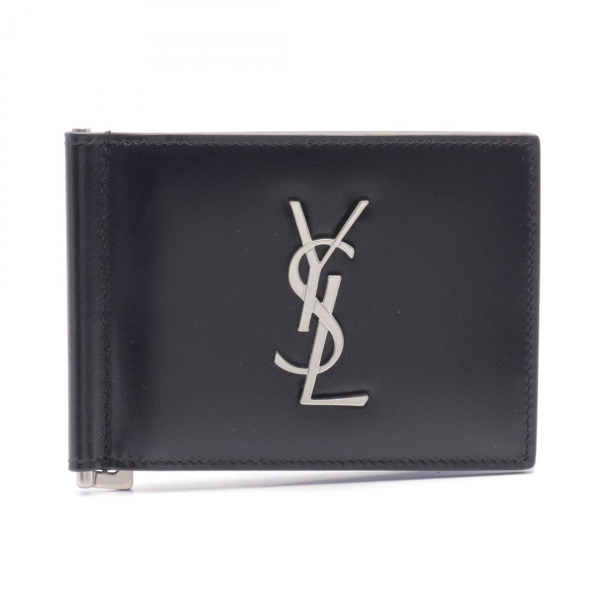 Yves Saint Laurent Saint Laurent Paris Monogram Bi-fold Wallet Leather Men's Black 4856300SX0E1000