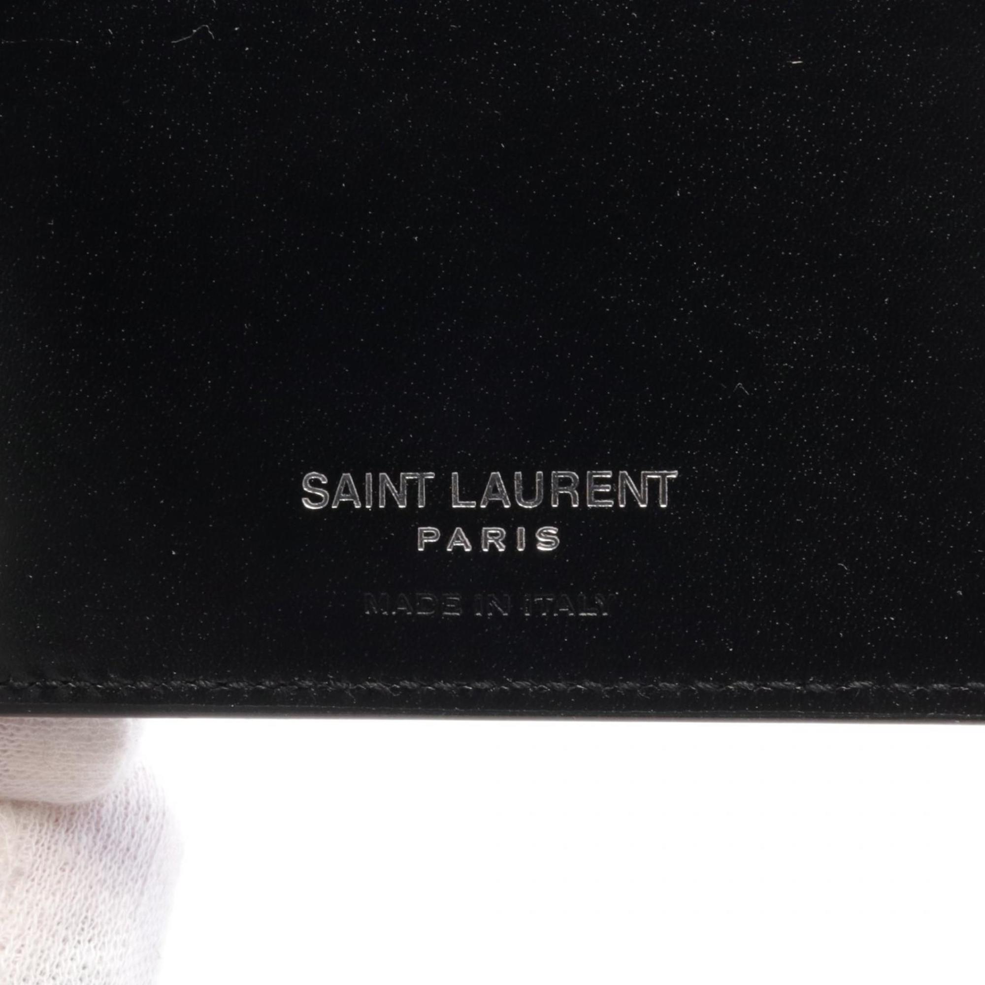 Yves Saint Laurent Saint Laurent Paris Monogram Bi-fold Wallet Leather Men's Black 4856300SX0E1000