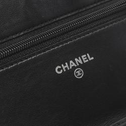 CHANEL Camellia Shoulder Bag, Lambskin, Women's, Black, 7421