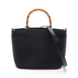 GUCCI Bamboo Handbag Bag Canvas Leather Women's Black 000-1998-0540