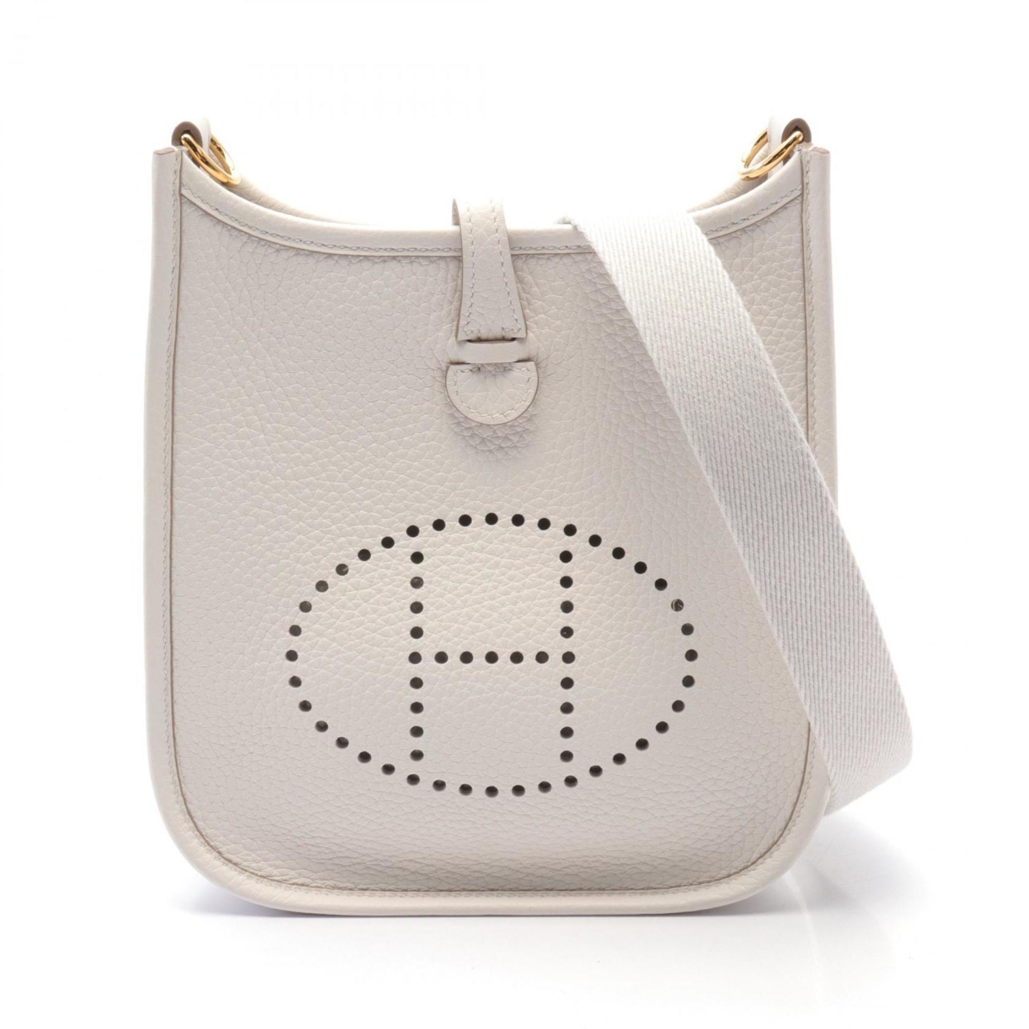 Hermes HERMES Evelyn TPM Gripere Shoulder Bag Taurillon Clemence Women's White