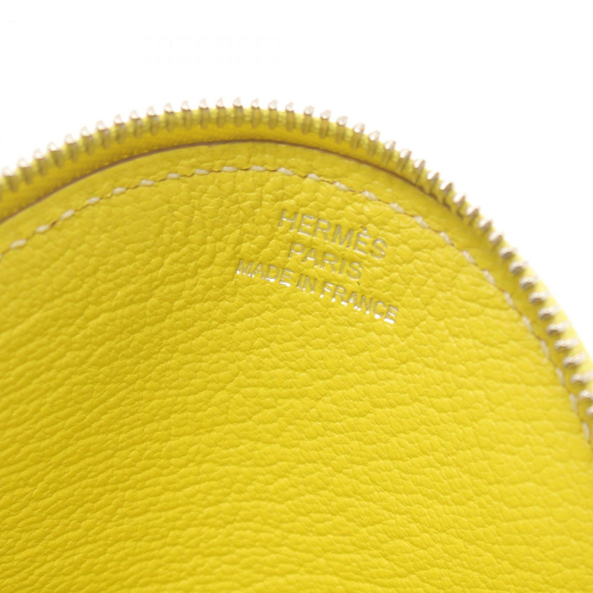 Hermes HERMES Tutti Frutti Porto Monnaie Wallet/Coin Case Wallet Chevre Women's Yellow Khaki