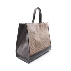 Coach Dempsey Tote 40 Blocked Signature Bag Coated Canvas Leather Women's Brown Black C7239