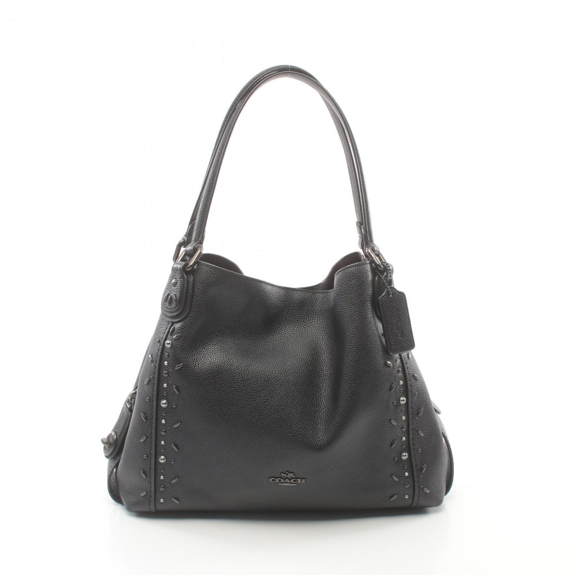 Coach COACH Edie Tote Bag Leather Women's Black 22794