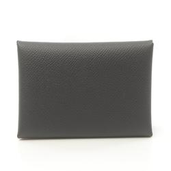 Hermes HERMES Calvi Duo Wallet/Coin Case Wallet Epsom Leather Women's Black