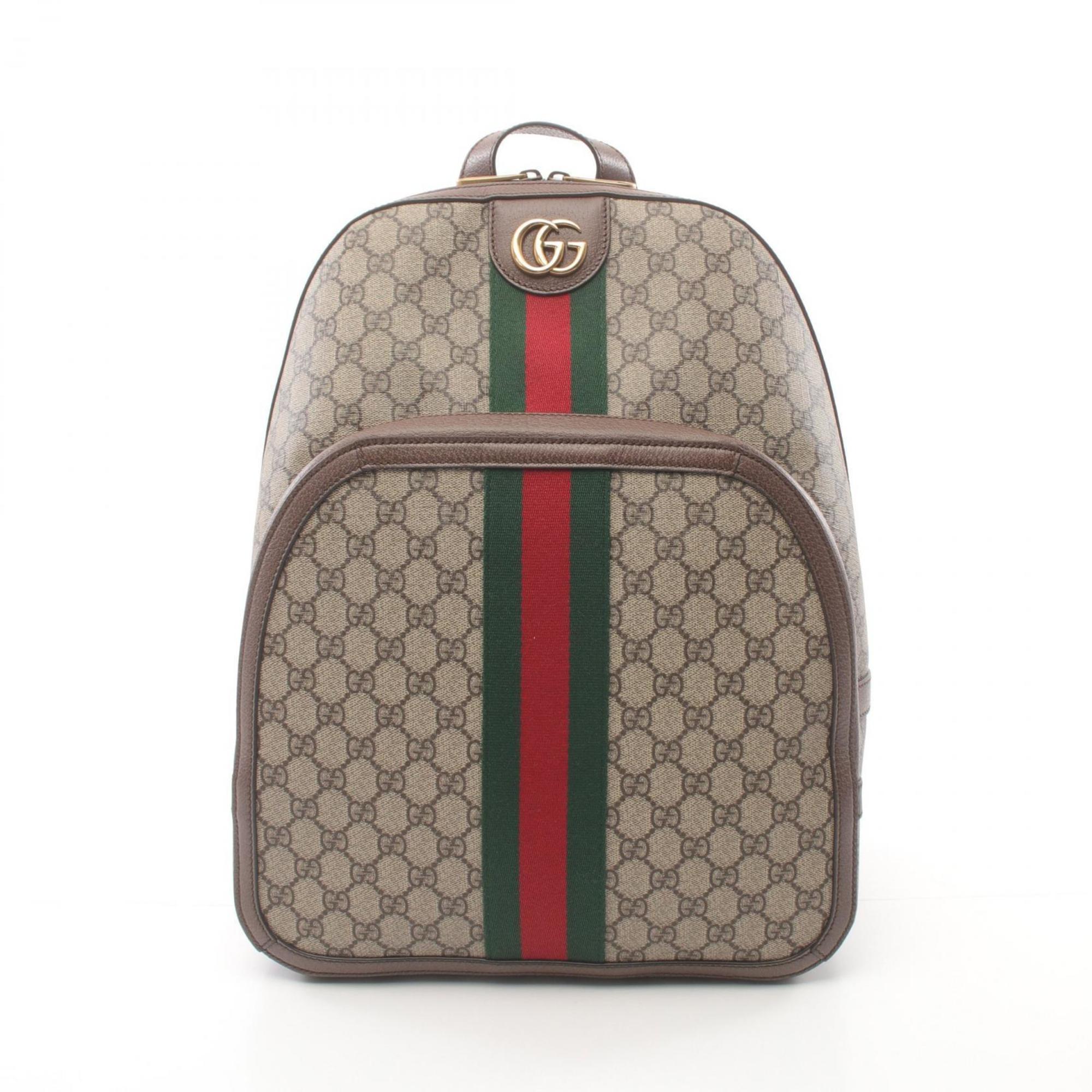 GUCCI Ophidia GG Supreme Medium Rucksack Backpack Bag Coated Canvas Leather Men's Women's Beige Brown Multicolor 547967 9U8BT