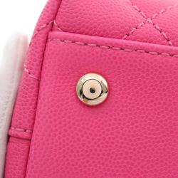 CHANEL Coco Handle Flap Matelasse Handbag Bag Caviar Skin (Grained Calf) Women's Pink A92990