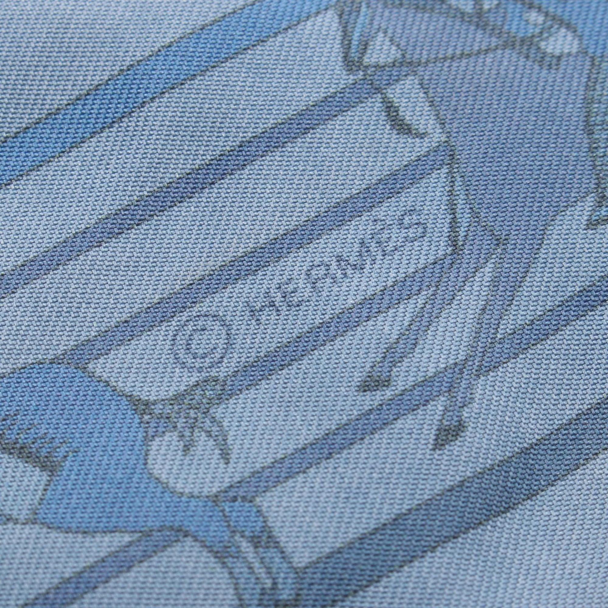 Hermes HERMES Pointe PANI LA SHAR PAWNEE Scarf Silk Women's Blue