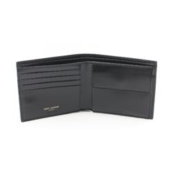 Saint Laurent Tiny Cassandra East West Wallet, Bi-fold wallet, Leather, Women's, Black, 61019302G0W1000