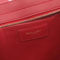 Saint Laurent CABAS Small Monogram Handbag Bag Leather Women's Red 394461