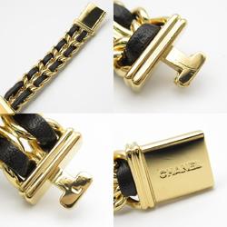 CHANEL Premiere L Watch GP (Gold Plated) Leather Ladies Black H0001