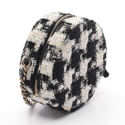 CHANEL Matelasse Shoulder Bag, Fabric, Women's, Black, White, AP0245