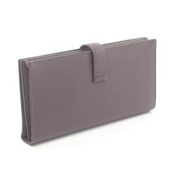 Hermes HERMES Bearn Soufflet Raisin Bi-fold Long Wallet Epsom Leather Women's Purple